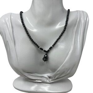 Hematite Necklace Natural Stone Round Oblong‎ Beads Drop Pendant